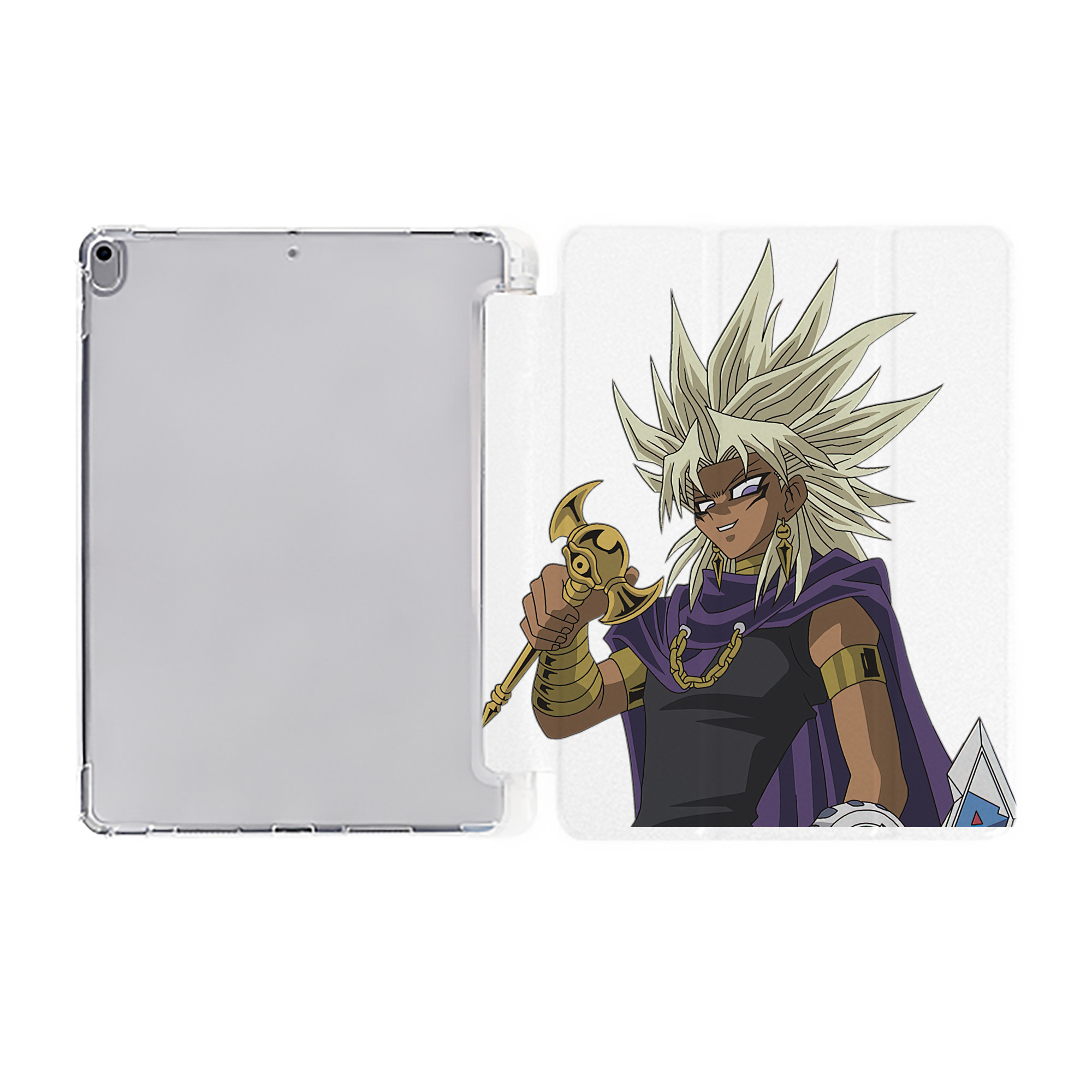 （画像用） 遊☆戯☆王 Yu-Gi-Oh! IPad ケース ペン収納付き 三つ折りスタンド PUレザー×シリコン 対応機種9.5/10.5/10.9インチ